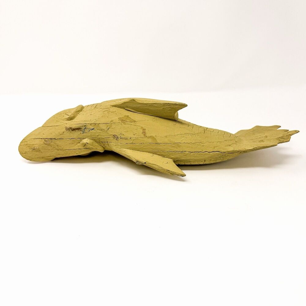 Hand Carved Wood Fish Sculpture 15” Primitive Folk Art Rustic Coastal Decor - Picture 5 of 8